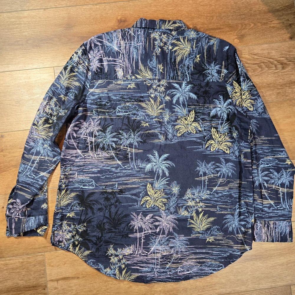 Gap Easy Shirt Womens L Linen Blend Hawaiian Tropical Button Up Beach Resort - Picture 10 of 10